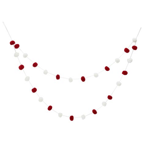 48" Ruby & White Pompom Garland