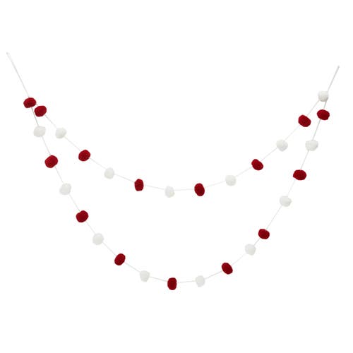 Carol & Frank 48" Ruby & White Pompom Garland In Multi