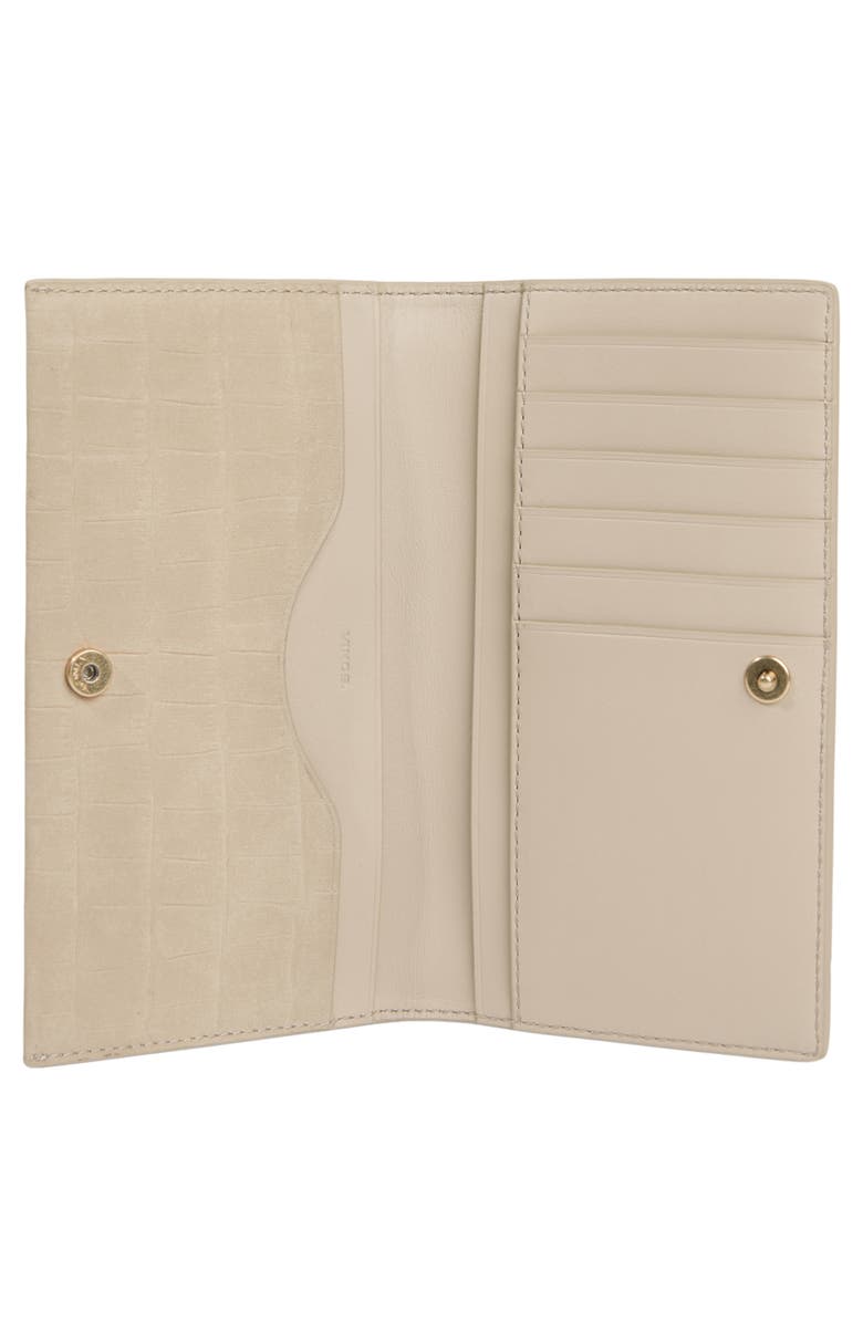 Vince Continental Croc Embossed Nubuck Leather Wallet, Alternate, color, Marzipan
