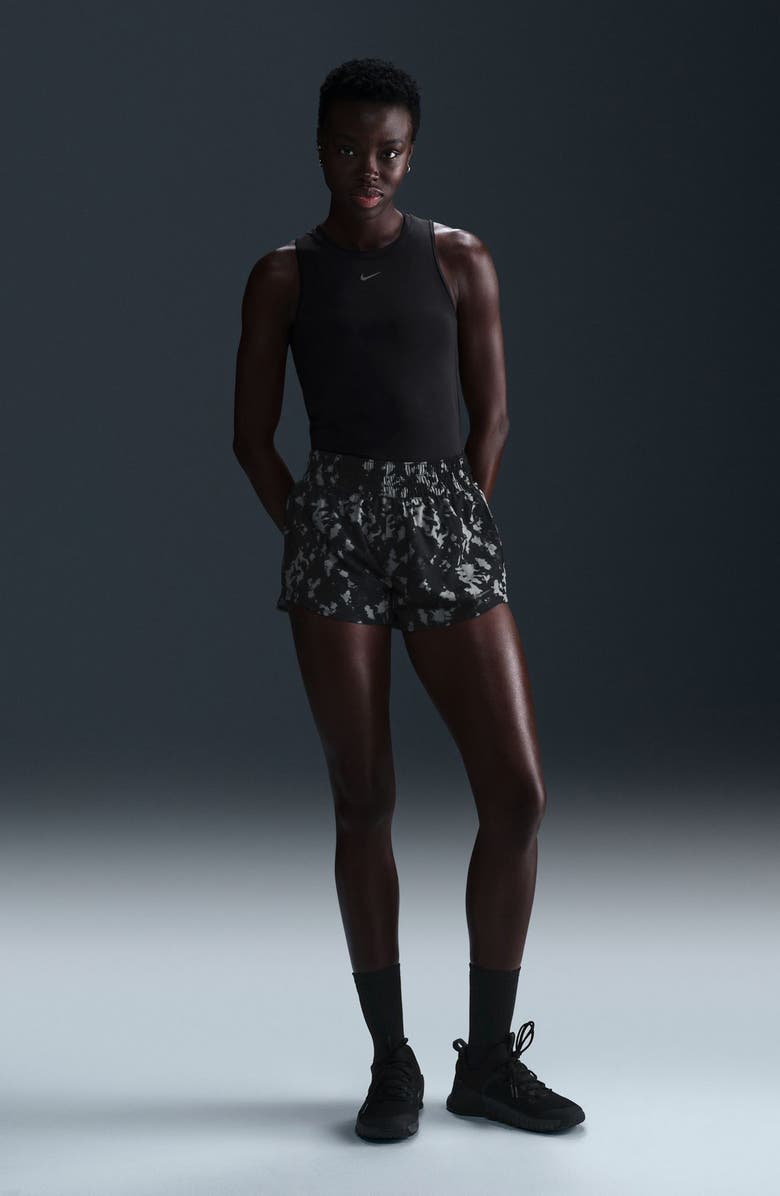 Nike One Dri-FIT Mid Rise 3-Inch Print Shorts, Alternate, color,