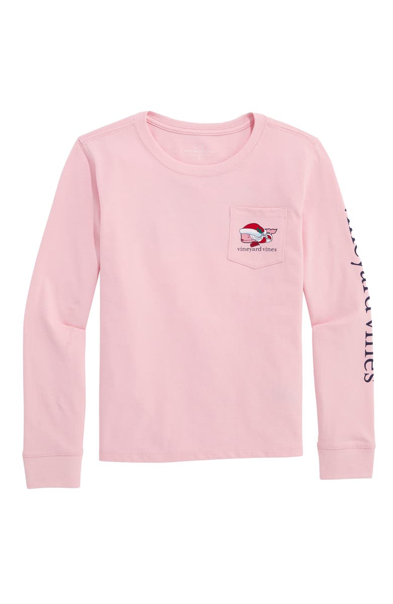 vineyard vines Kids' Holiday Cookie Long Sleeve Cotton Graphic T-Shirt, Main, color, Flamingo