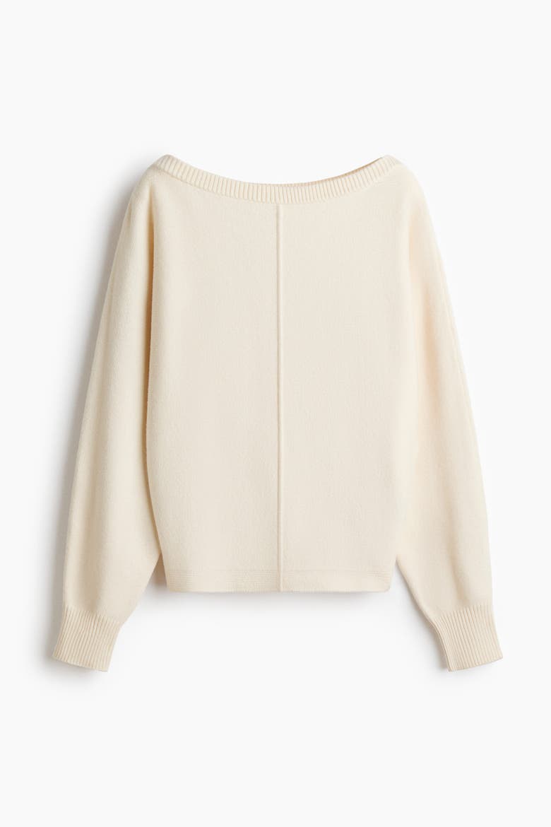 Viscose-Blend Boat-Neck Sweater, Alternate, color, Cream