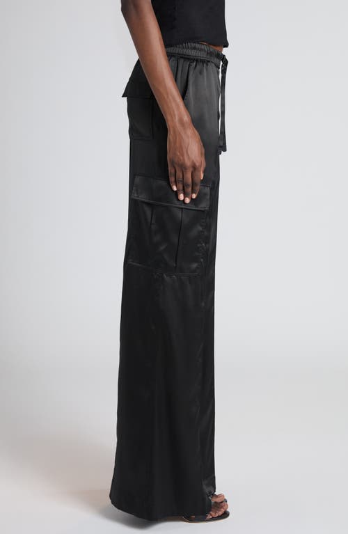 Tom Ford Stretch Silk Satin Flare Leg Cargo Pajama Pants In Black