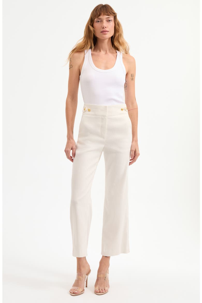 Aubrie Crop Flare Linen Blend Pants, Alternate, color, OFF WHITE
