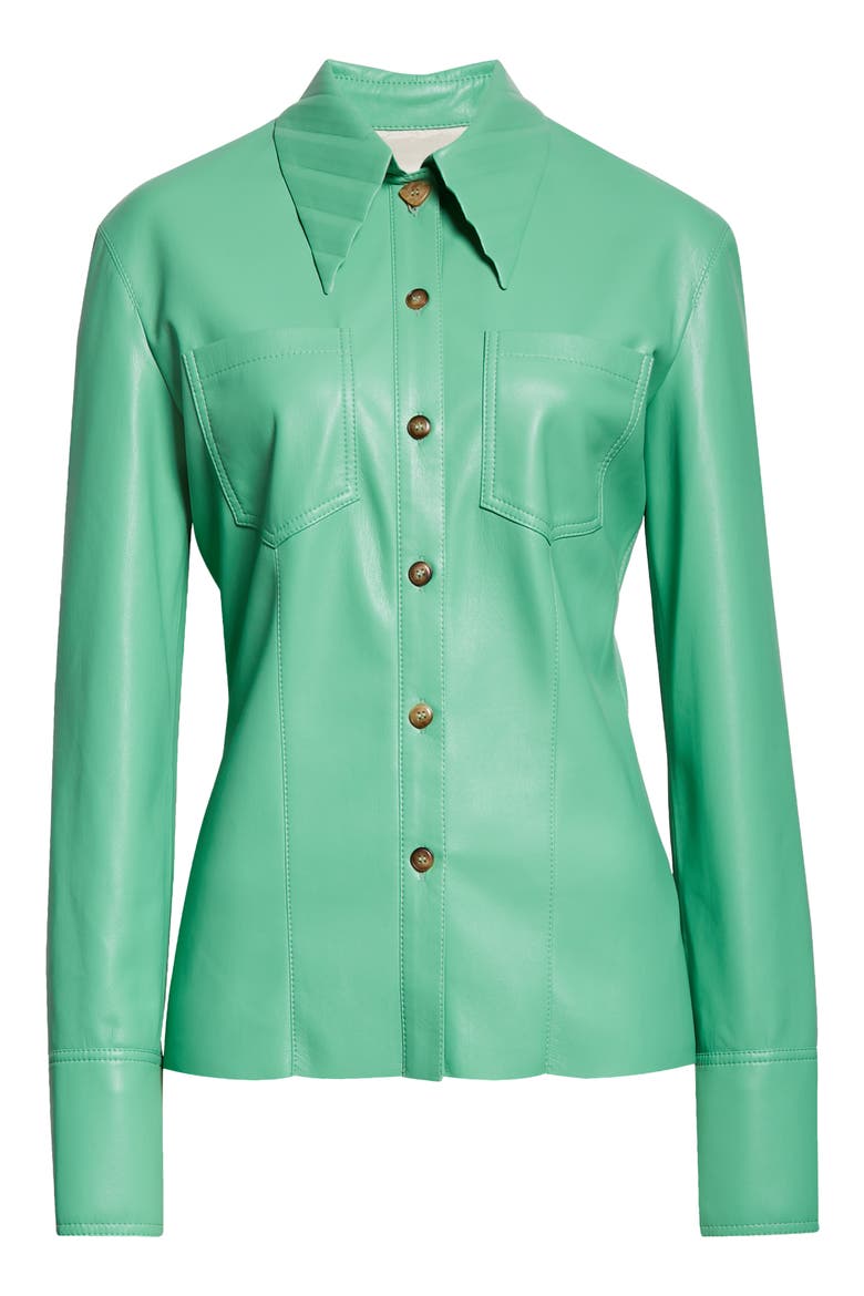 Priya Faux Leather Button-Up Top, Alternate, color, ZEPHYR
