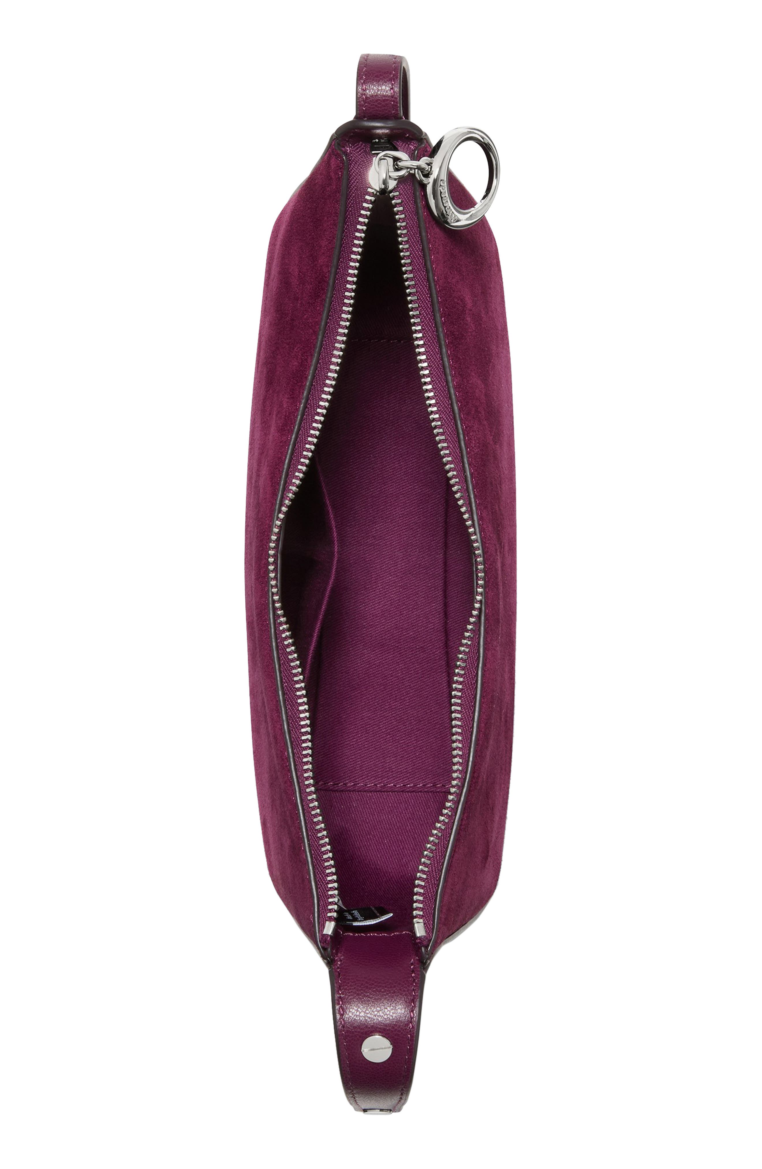 halo suede crossbody bag, Alternate, color, PURPLE AGATE