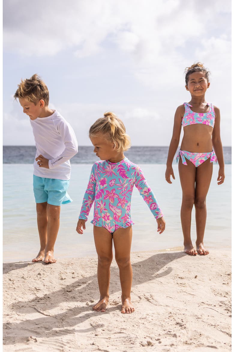Kids' Tropical Glow UPF 50+ Two-Piece Swimsuit, Alternate, color, BLUE