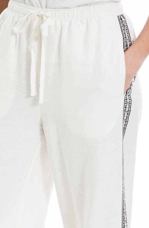 MAX STUDIO MAX STUDIO BORDER PRINT LINEN BLEND PANTS