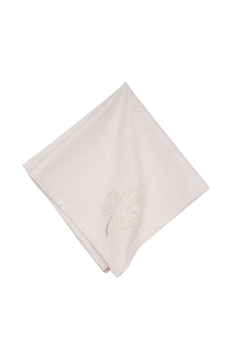 Neutral Maple Leaves Napkins Set of 6, Alternate, color, White