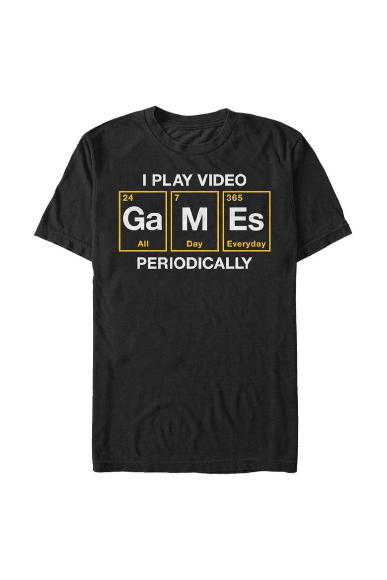 Men's Lost Gods Periodic Table Video Games  Graphic T-Shirt, Main, color, Black