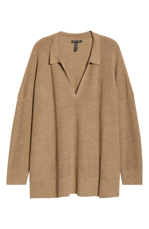 Eileen Fisher Classic Collar Merino Wool Sweater In Brown