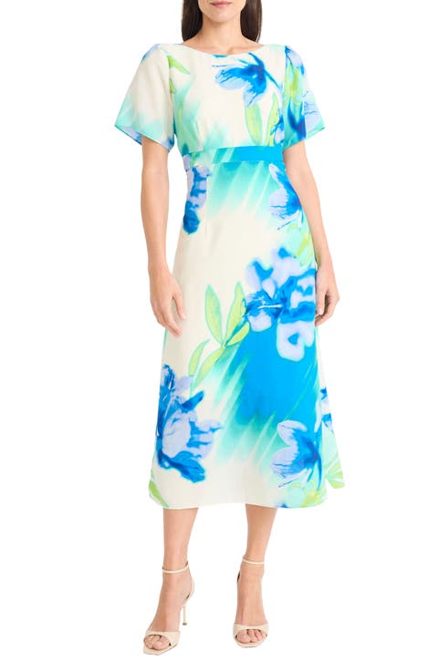 Georgette Short Sleeve Midi Dress