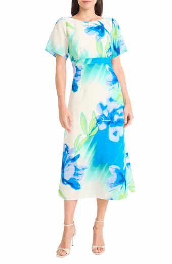 Maggy London Georgette Short Sleeve Midi Dress