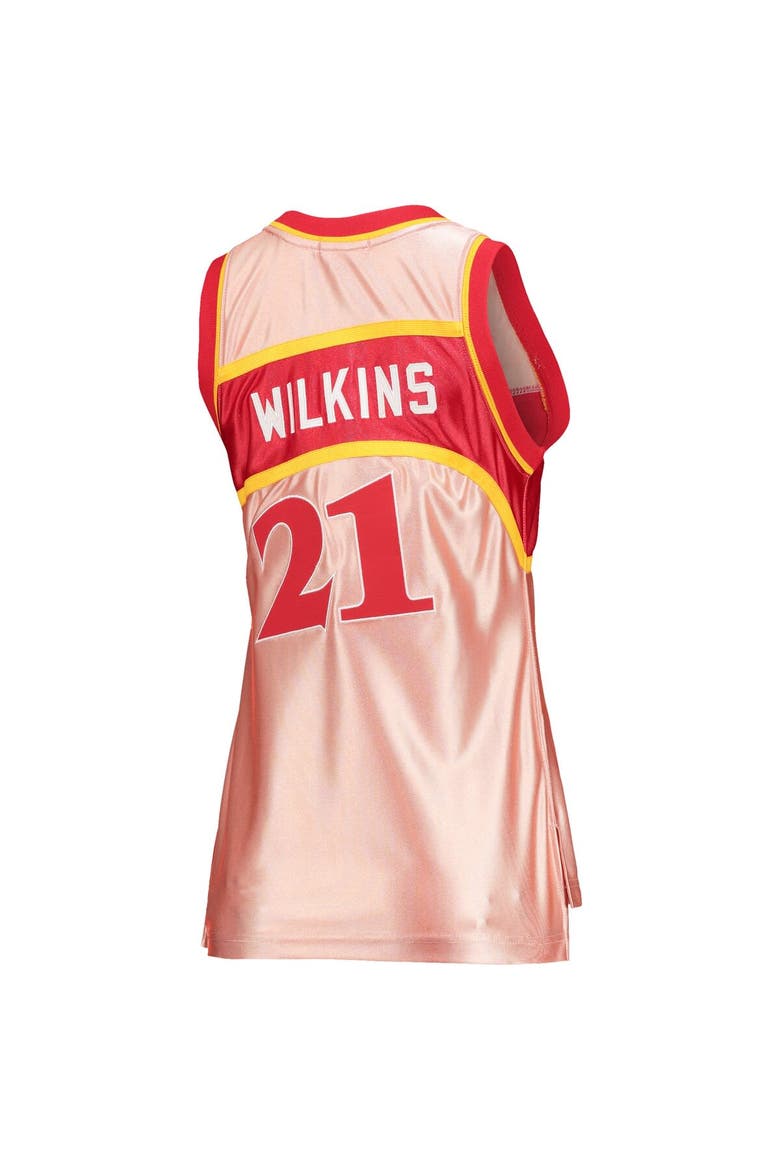 Women's Mitchell & Ness Dominique Wilkins Pink Atlanta Hawks 75th Anniversary Rose Gold 1986 Swingman Jersey, Alternate, color, Pink