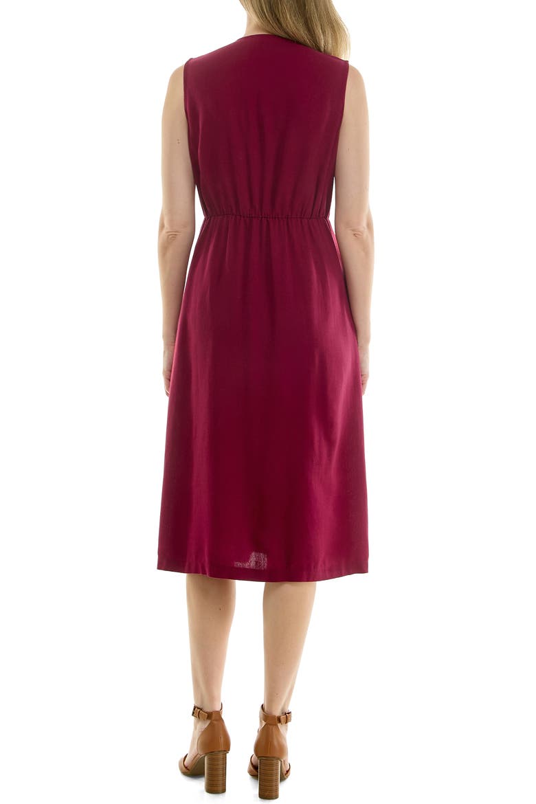 Pintucked Sleeveless Midi Dress, Alternate, color, BURGUNDY