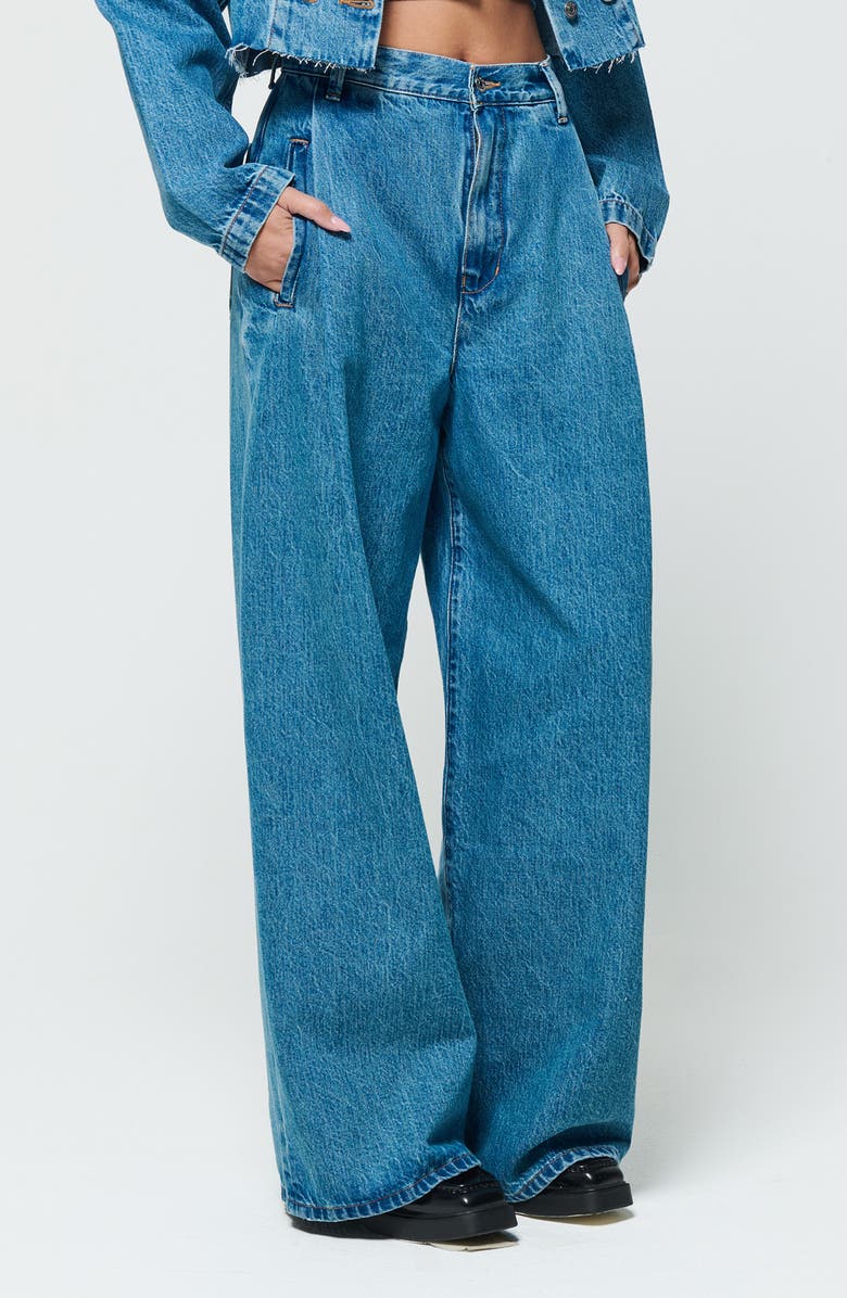 ÉTICA Raven Pleated High Waist Wide Leg Jeans, Alternate, color,