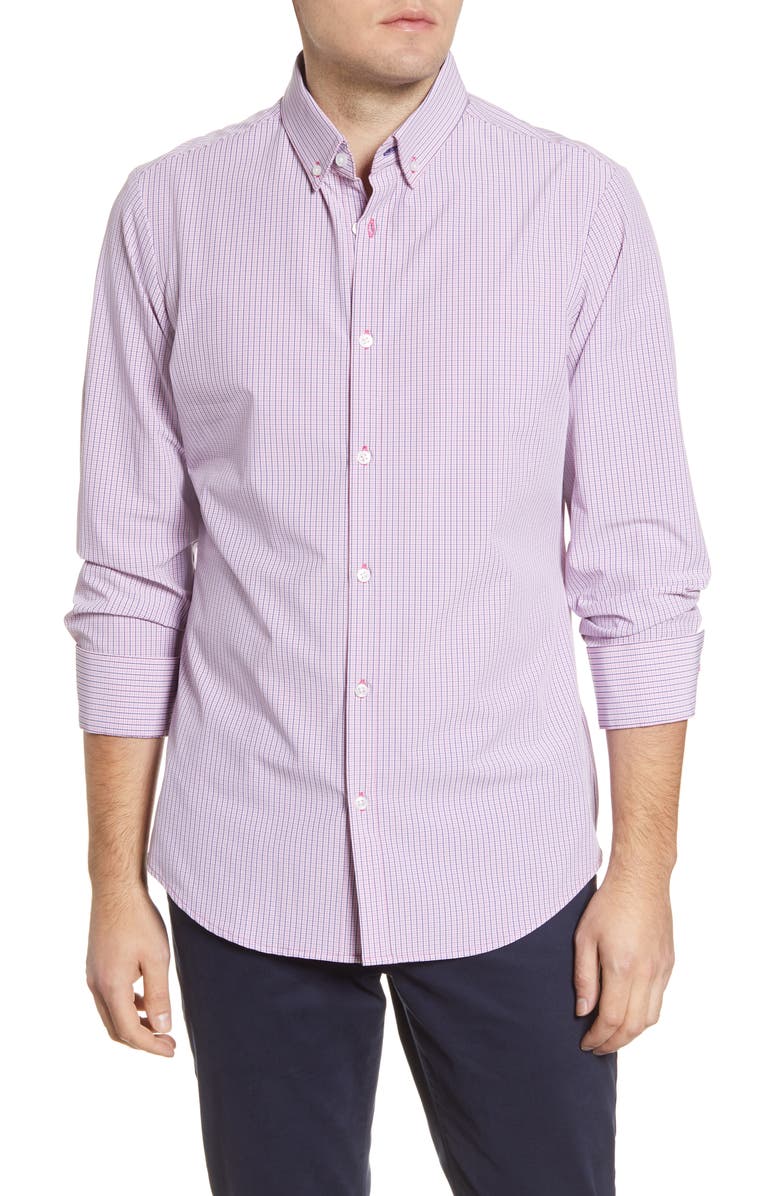 Mizzen+Main Mizzen + Main Leeward Trim Fit Button-Down Performance Shirt, Main, color,