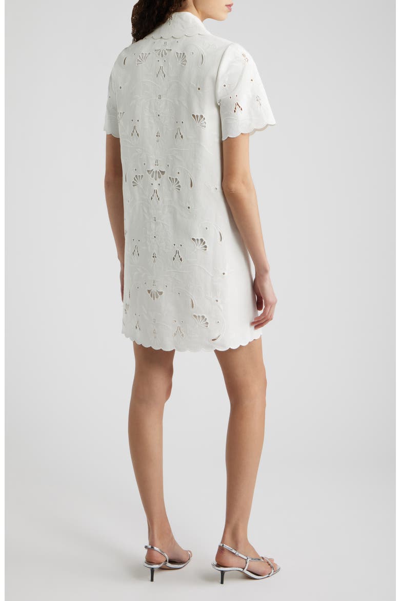 The Marianna Embroidered Cotton Shirtdress, Alternate, color, GREEN / SKY WHITE