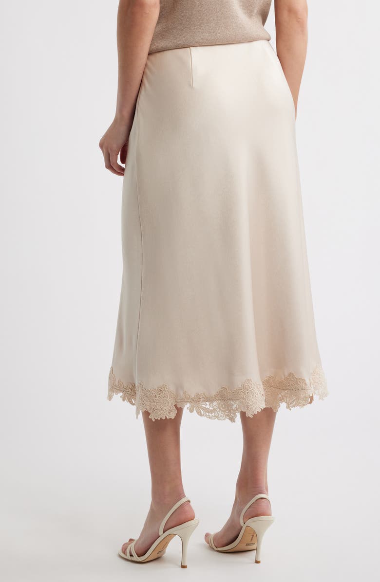 KOBI HALPERIN Brooks Lace Detail Satin Slip Skirt, Alternate, color, Antique