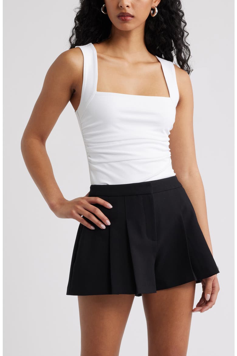 Ruched Square Neck Tank, Main, color, WHITE