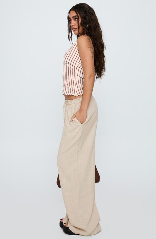 Princess Polly Seascape Tie Waist Wide Leg Pants In Neutral