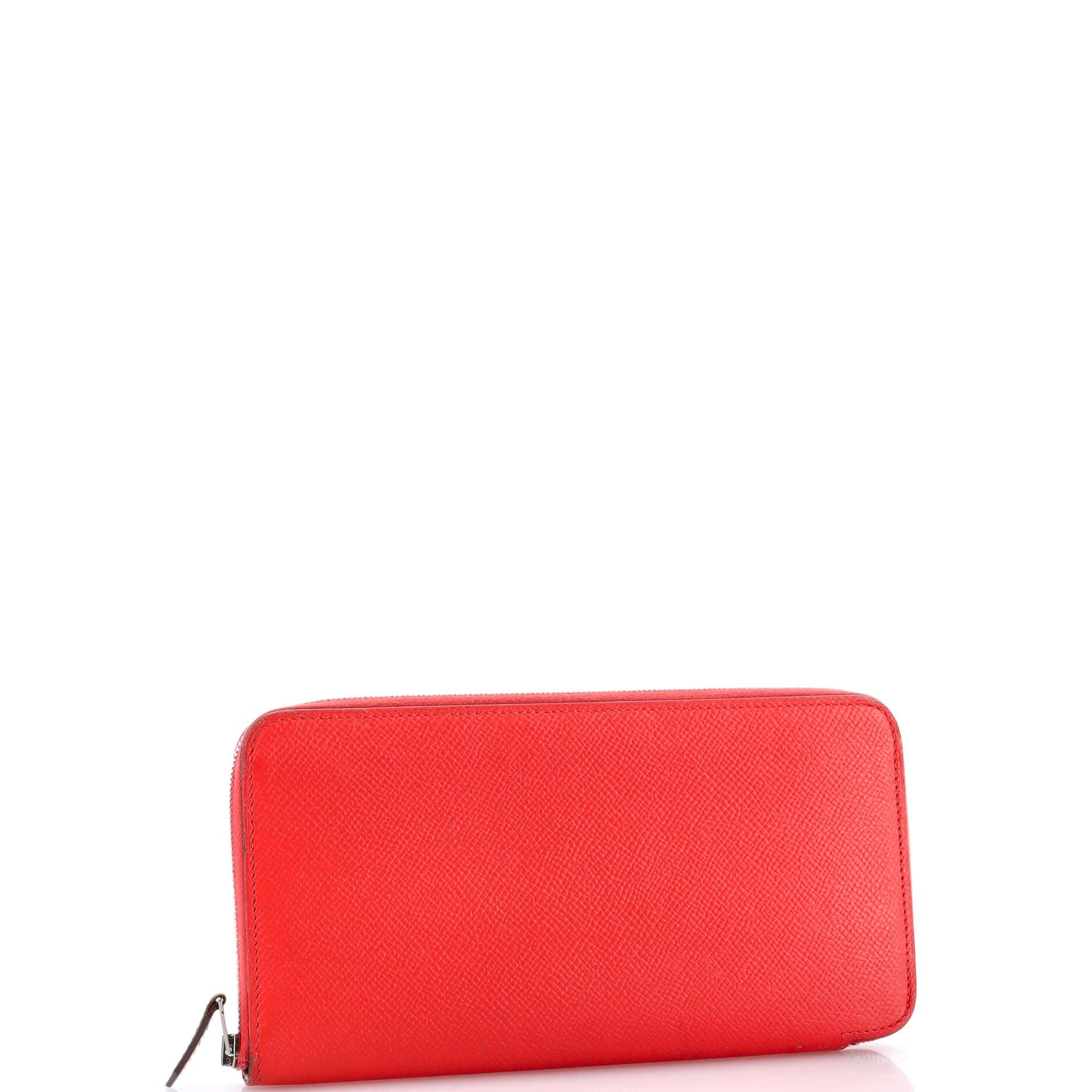 Pre-Owned Hermes Azap Zip Around Wallet Silk'in Epsom Long, Alternate, color, Rouge Pivoine