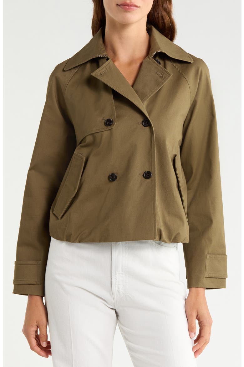 Jett Check Crop Trench Coat, Alternate, color, OLIVE