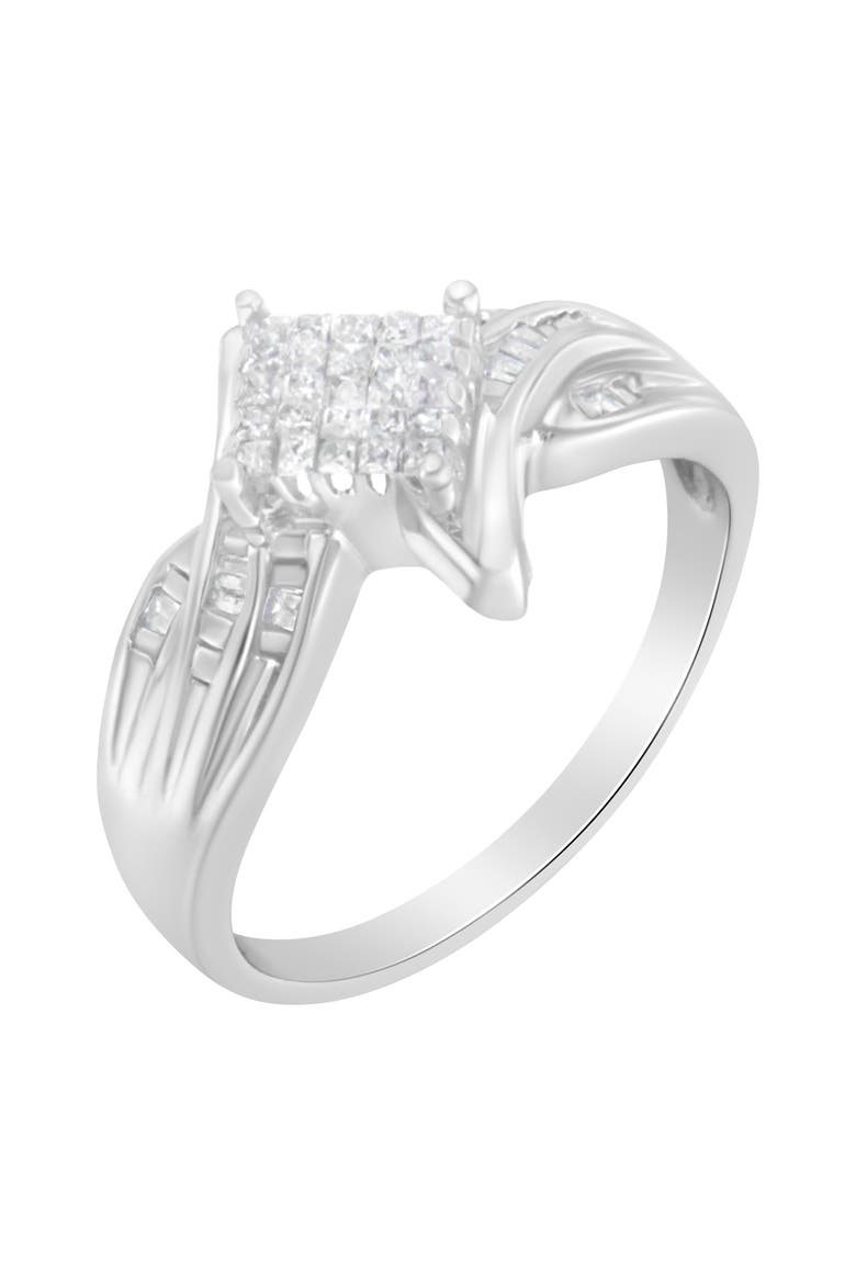 10K White Gold 1/3 Cttw Diamond Bypass Style Cocktail Ring, Alternate, color, White Gold