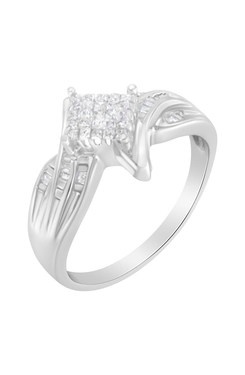 Haus of Brilliance 10K White Gold 1/3 Cttw Diamond Bypass Style Cocktail Ring, Alternate, color, White Gold