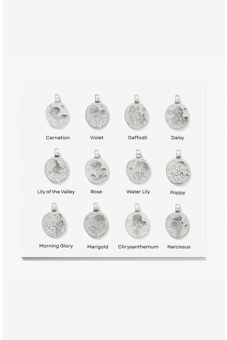 Carnation January Birth Flower Silver Necklace, Alternate, color, Sterling Silver