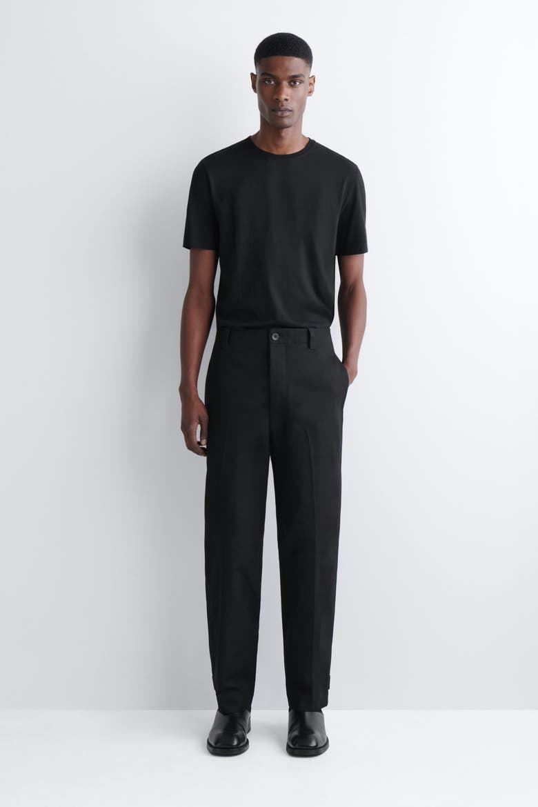 Cotton-Canvas Regular-Fit Straight-Leg Chinos, Main, color, BLACK