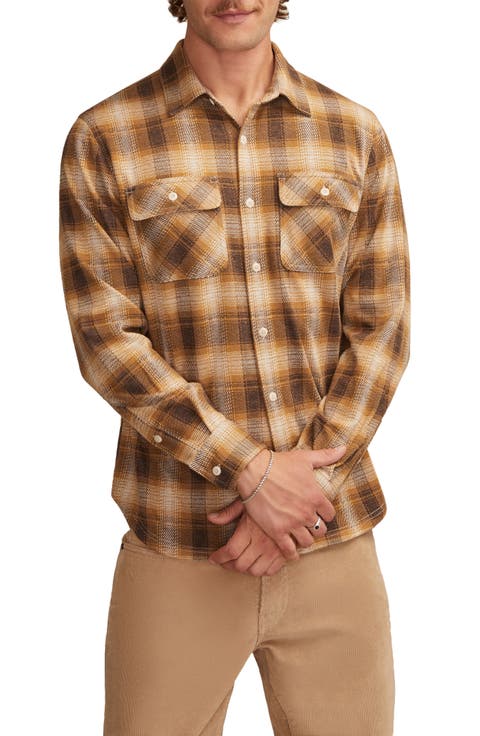 Soft Knit Jersey Plaid Button-Up Shirt