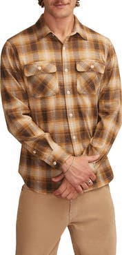 Lucky Brand Soft Knit Jersey Plaid Button-Up Shirt