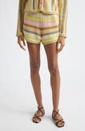 Zimmermann Indra Stripe Cotton Open Stitch Shorts