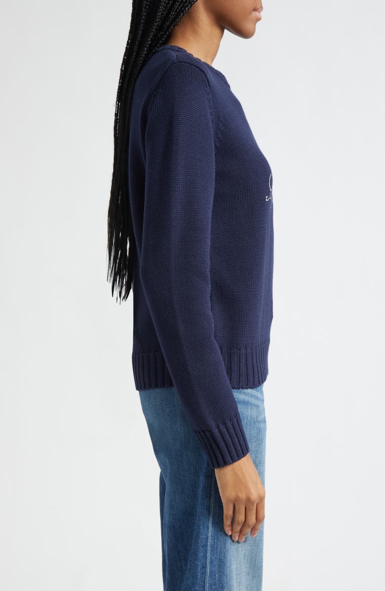 Sporty 
Rich Vendome Embroidered Crop Cotton Sweater, Alternate, color, Dark Navy