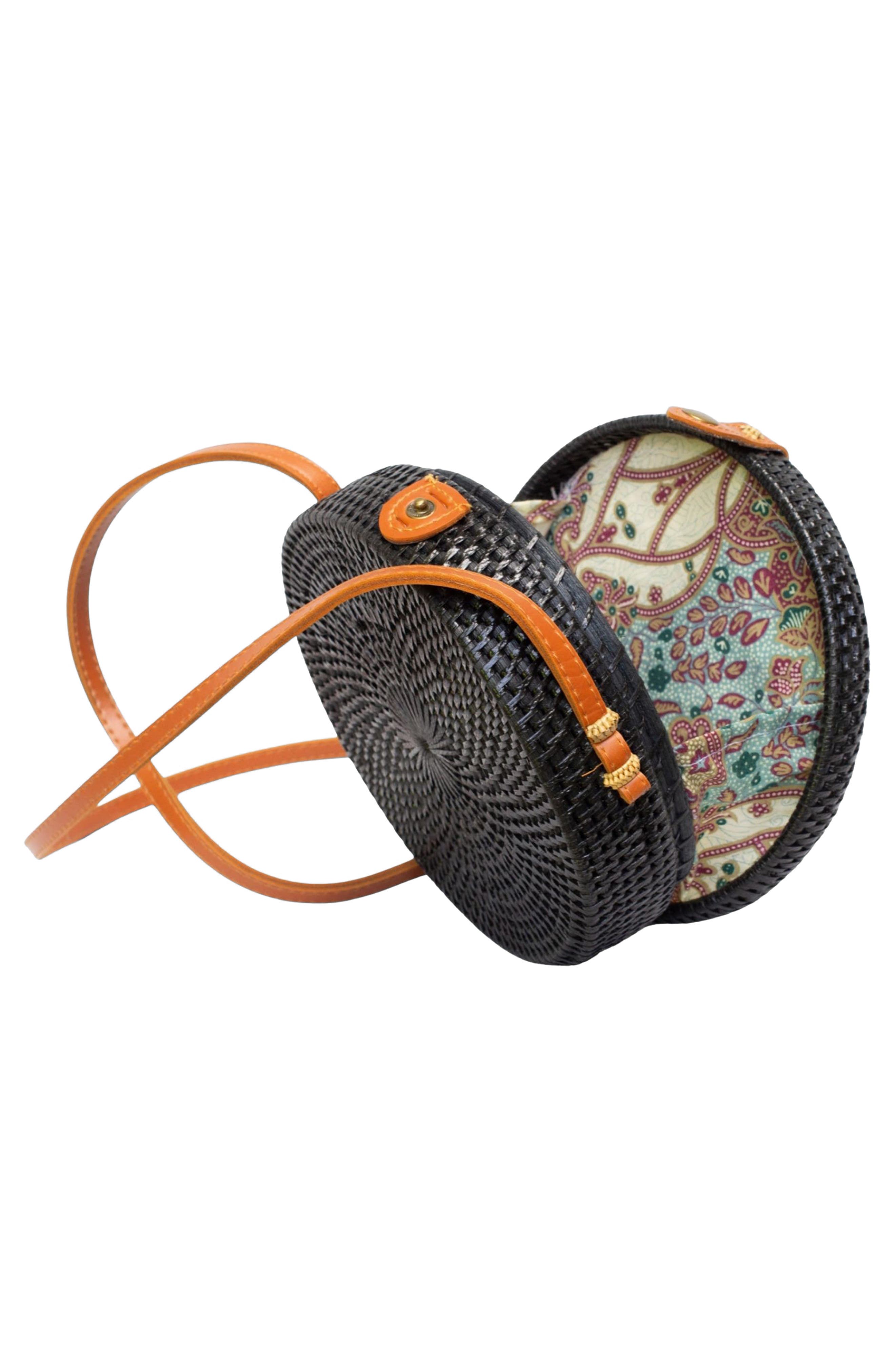 Jelavu Ata Bali Rattan Canteen Crossbody Bag, Alternate, color, Black