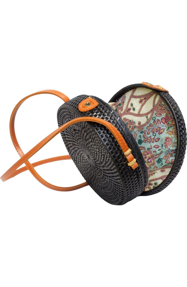 Jelavu Ata Bali Rattan Canteen Crossbody Bag, Alternate, color, Black