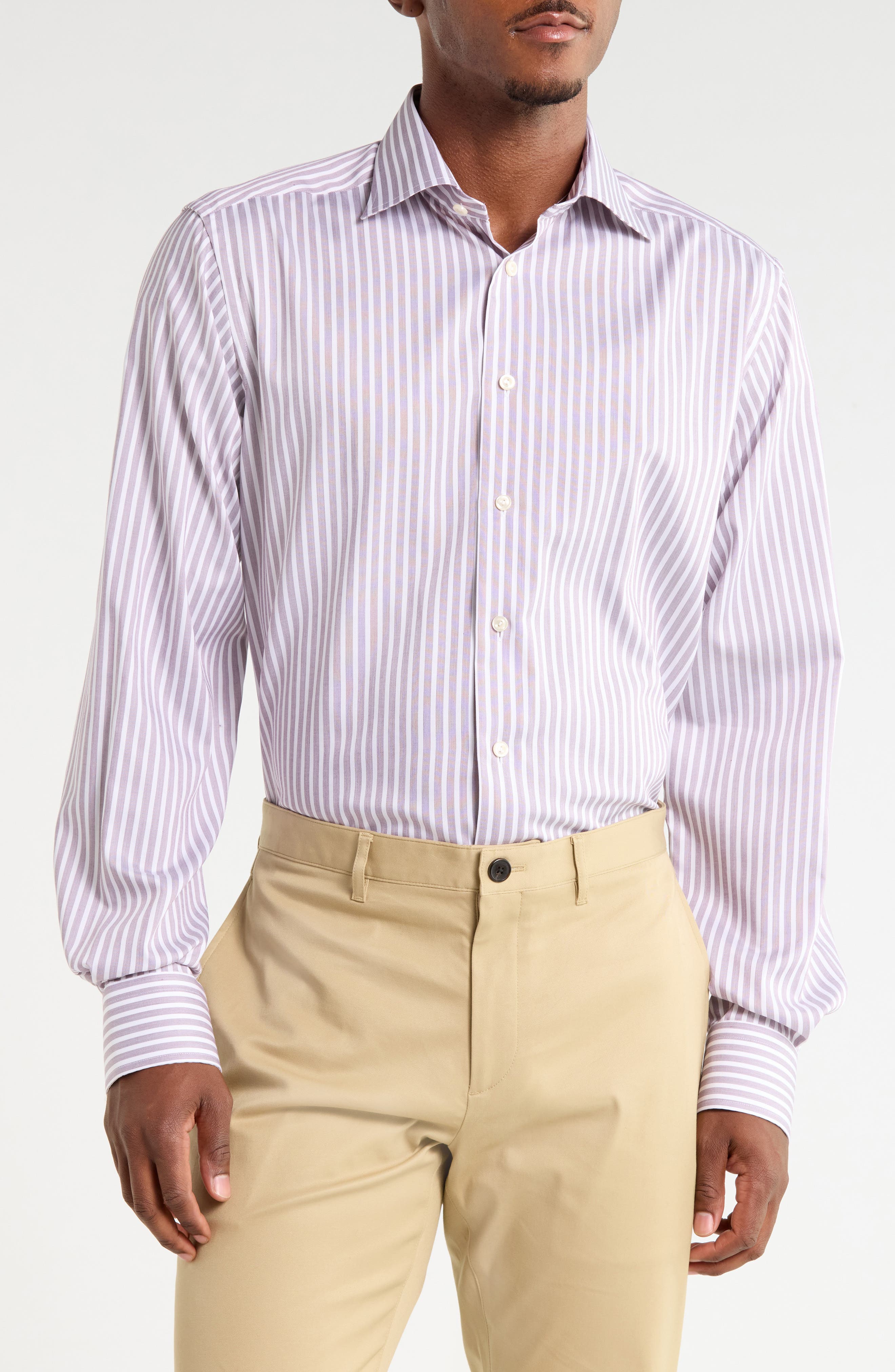 Contemporary Fit Striped Twill Dress Shirt