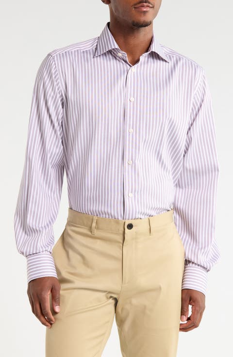 Contemporary Fit Striped Twill Dress Shirt