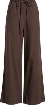 Open Edit Linen Blend Wide Leg Pants