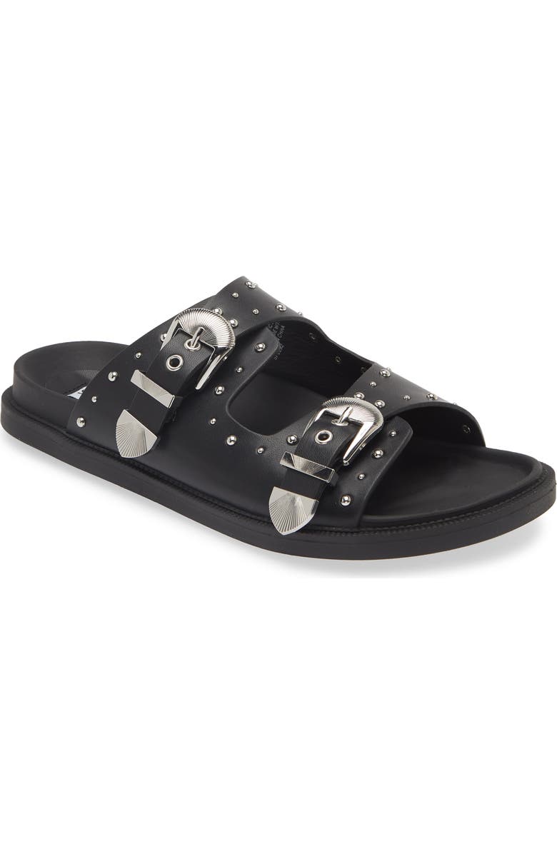 Steve Madden Connely Buckle Slide Sandal, Main, color, Black