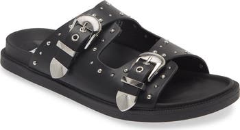 【Steve Madden】Connely バックル スライド サンダル Steve Madden Connely Buckle Slide Sandal In Black | ModeSens