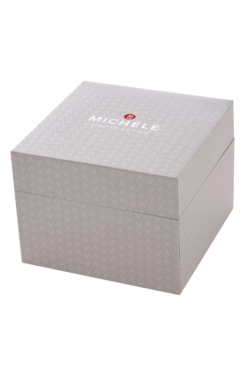 MICHELE Deco Madison Pink Sapphire & Diamond Bracelet Watch, 35mm, Alternate, color, 