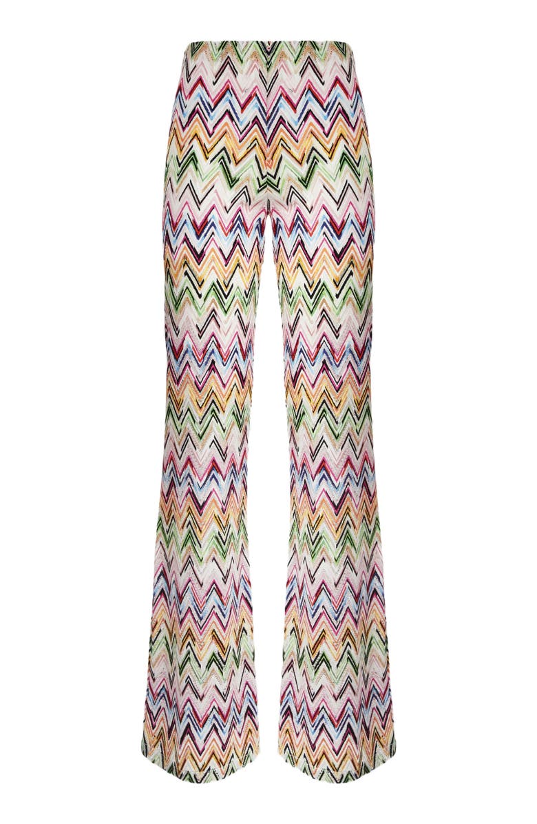 Missoni Flared Pants In Stretch Viscose With Lace Pattern And Zigzag Motif, Alternate, color, Multicoloured