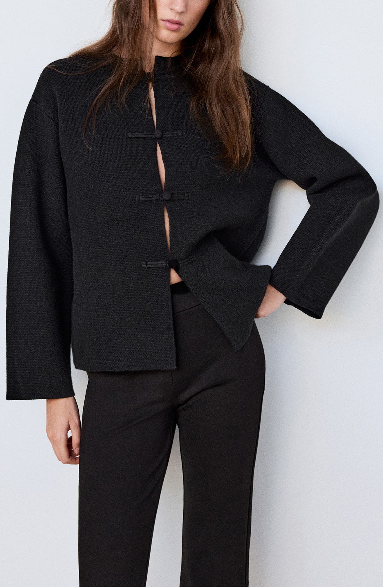 MANGO Straight Cut Jacket with Frog Closures (Women) | Nordstrom