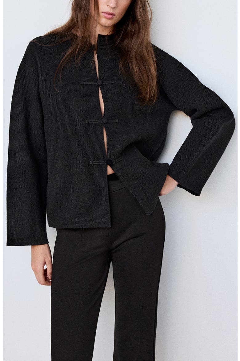 Straight Cut Jacket with Frog Closures, Main, color, BLACK