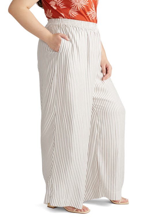 Universal Standard Stripe Wide Leg Beach Pants In Beige/white Stripe
