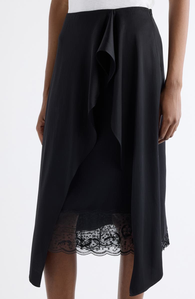Acne Studios Inouka Layered Satin & Lace Skirt, Alternate, color, Black