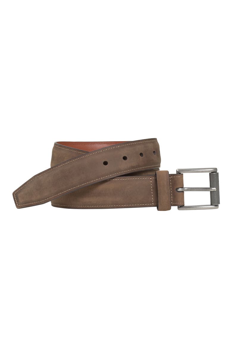 Oiled Leather Belt, Main, color, BROWN