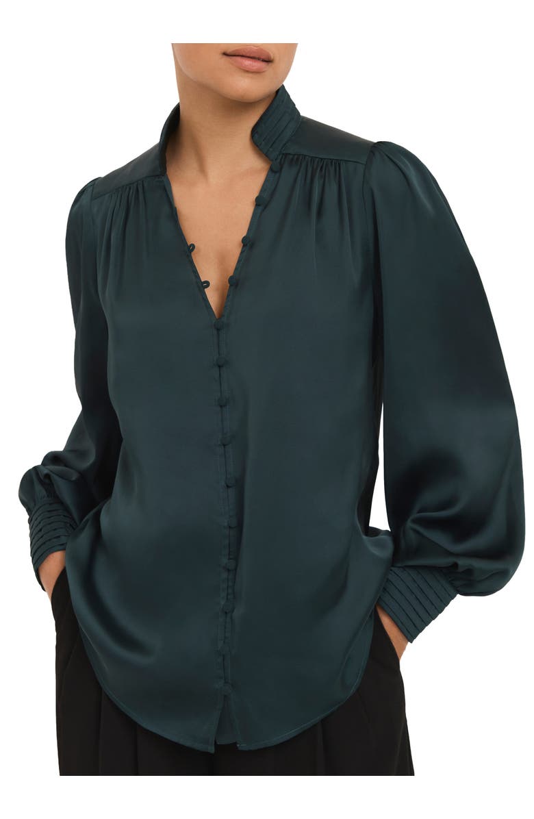 MINT VELVET Satin Long Sleeve Blouse, Main, color, Green